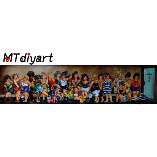DIY 5D Diamond painting Art Wall Stickers Cartoon Comic Cross Stitch Set Full Drill Embroidery Sexy Girl Mosaic Fat Lady&Toilet