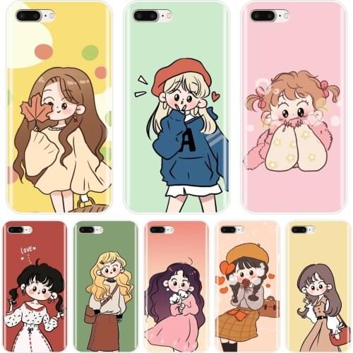 Phone Case For iPhone 6 S 6S 7 8 X XR XS Max Soft Silicone Japanese Girl Kawaii Cute Back Cover For Apple iPhone 8 7 6S 6 S Plus