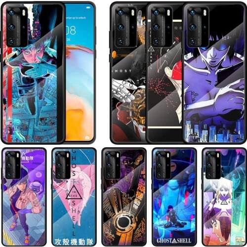 Tempered Glass Cover Anime Ghost In The Shell For Huawei P40 P30 P20 P10 Pro Plus Lite 5G 2019 Phone Case
