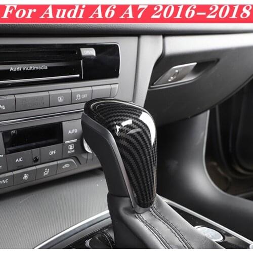 Carbon Fiber Color Console Gearshift Handle Head Frame Cover Trim For Audi A6 A7 2016-2018 Interior Sticker Auto Accessories
