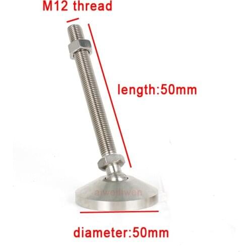 D50 M12 thread 50mm ss304 universal feet adjustable foot cup stainless steel Metal Leg furniture supporting SUS swivel feet cup