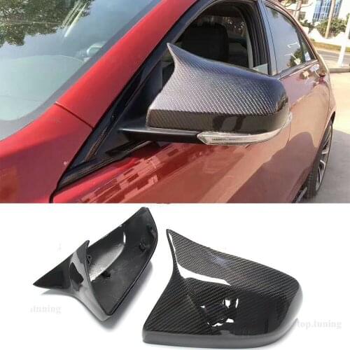 For Cadillac ATS M Style 2014-2017 Carbon Fiber Car Replacement Exterior Door Window Side Rear View Mirror Cover Caps
