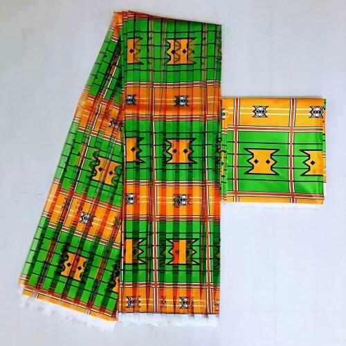 Hot sale Gahna Style satin silk fabric with organza ribbon African wax design 2019 high quality 4+2yards