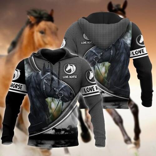 Beautiful Friesian Horse 3D All Over Printed Autumn Men Hoodies Unisex Casual Zip Pullover Streetwear sudadera hombre DW0482