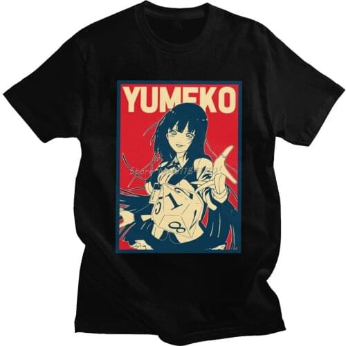 Kawaii Mens Kakegurui Tshirt Short Sleeves Cotton Tee Adult O-neck Leisure Yumeko Jabami T-shirt Japan Anime Tops Gift Apparel