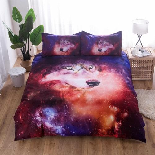 Star Wolf Pattern Bedding Sets 2/3 Soft Family Set Duvet Cover Pillowcase Bed Linings Comfortable Art Print Bedclothes Bed Linen