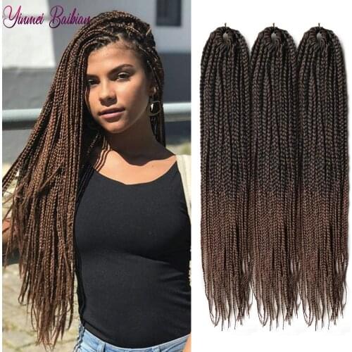 Yinmei Baibian Box Braids Crochet Hair Synthetic Pro-Looped Braiding Hair 24Strands Ombre Crochet Hair for African Braids