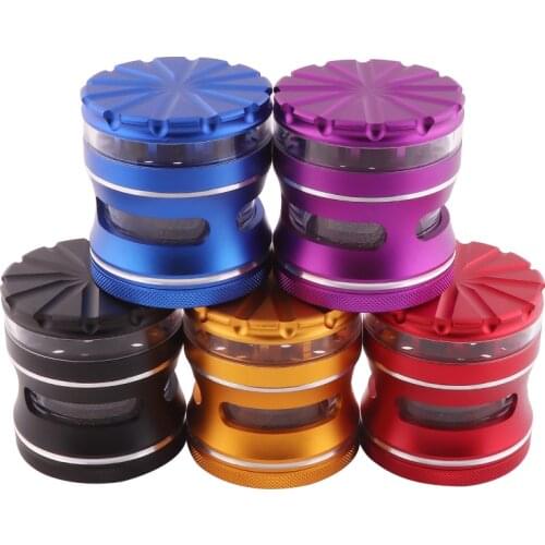 Tobacco Grinder Metal Internally Visible Aluminum 4layers 63mm Grinder Herb Spice Crusher Pipe Smoke for Smoking Accessories