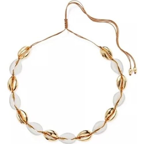 Fashion Alloy Shell Charm Necklace Cord Gold Color Hand Jewelry Necklace For Women Best Gift Summer Beach