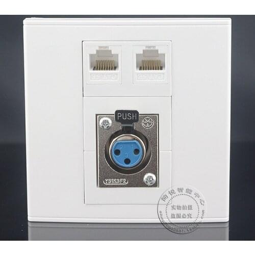 Wall Face Plate Microphone XLR & Double Cat5e Network LAN Socket Panel Faceplate