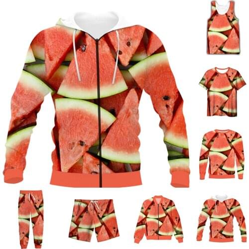 New Funny 3D Full Print Fruit Watermelon T-shirt/Sweatshirt/Zip Hoodies/Thin Jacket/Pants Four Seasons Casual Suit V52