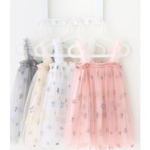 New girls sling mesh dress children embroidered sequined mesh princess tutu dress WT68