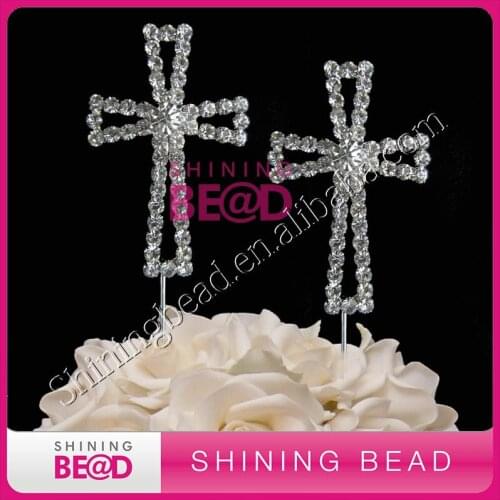 2017 new arrival clear rhinestone cross cake topper,free shipping,fashion cross rhinestone cake topper,50pieces/lot