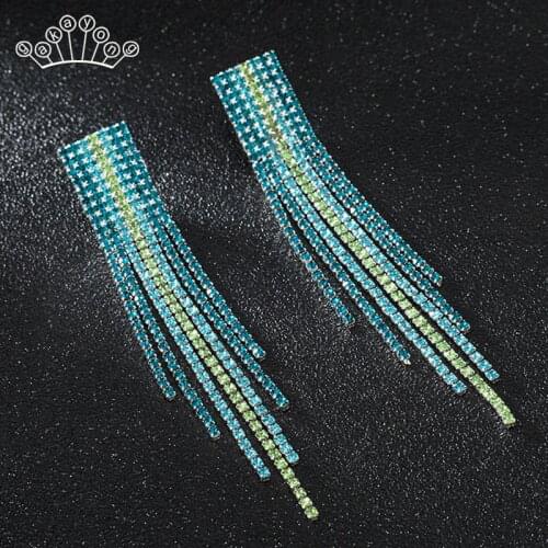 Charm Wedding Long Tassel Crystal Earrings for Women Statement Earrings Jewelry Party Prom Korean Earrings Jewelry Gift