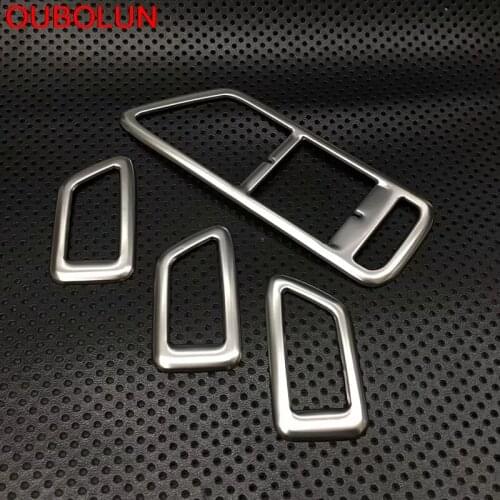 OUBOLUN For Volkswagen Passat B8 2016 2017 2018 LHD Door Armrest Window Switch Button Cover Trim Accessories Stainless Steel