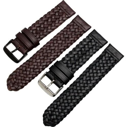 BEAFIRY Handmade Woven 20mm 22mm 24mm Watch Band Genuine Leather watchbands for Men Women Belt Watch Strap for Huawei Samsung