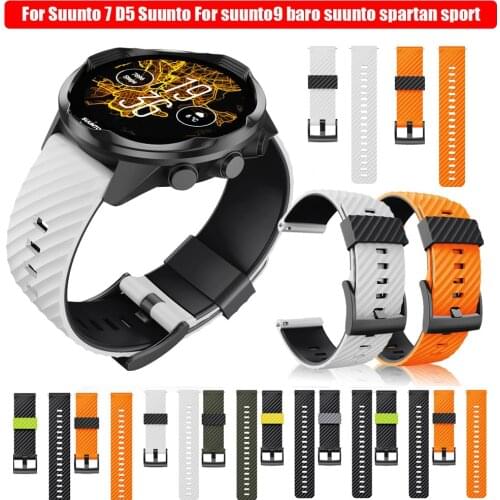 24mm Sports Silicone Strap For SUUNTO 9 BARO SUUNTO9 WristBand /Suunto 7/D5 Watch Band Watchand Bracelet Replace Accessories