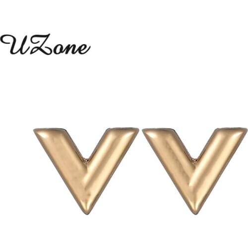 UZone Simple V Letter Stud Earrings 316L Stainless Steel Triangle Stud Earrings Women Brand Jewelry