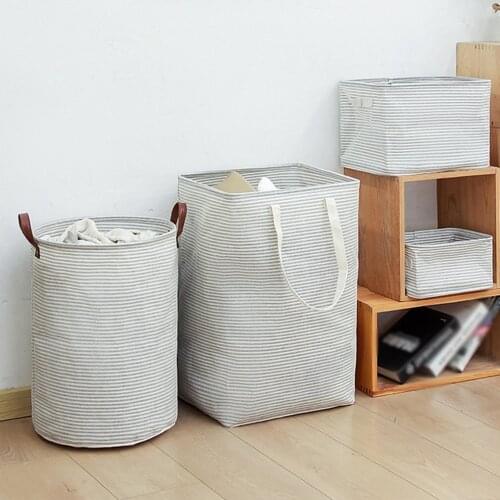 Foldable Dirty Clothes Hamper Large Sundries Basket Freestanding Storage Bag With Long Handles Laundry Basket