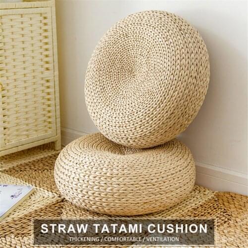 Thicken Straw Round Tatami Cushion Chair Cushion Floor Ottoman Cushion Yoga Meditation Round Doormat Home Improvement Supply