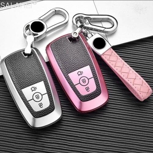 TPU Leather Remote Car Key Case For Ford Mustang 2018 EcoSport 3 Buttons Holder Key Case Remote Car Accessorie