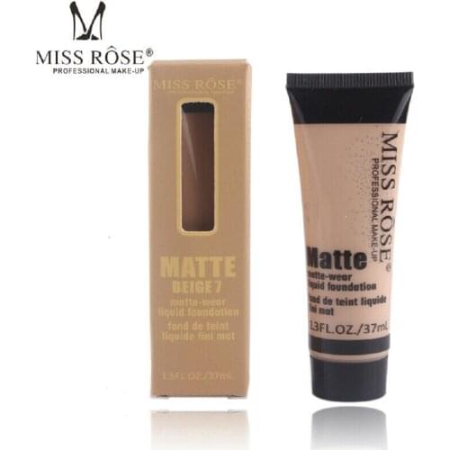 MISS ROSE 37ml Nude Moisturizing Concealer Makeup Matte Liquid Foundation Repair Nourish Makeup Foundation Liquid Cosmetic Gift