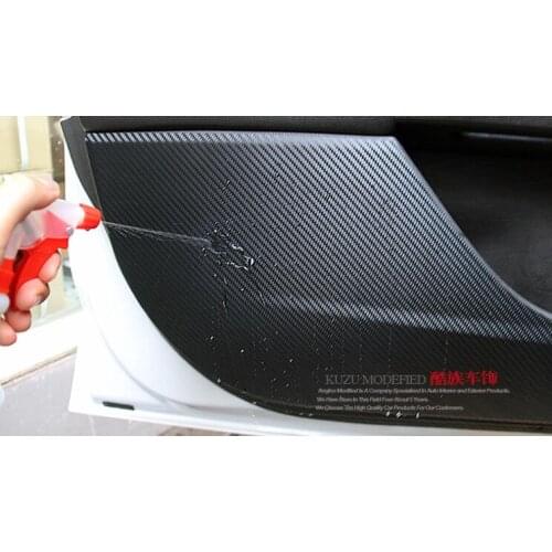 High quality carbon fiber interior door anti-kick stickers for FROD Ecosport 2013 2014 Part Accessories