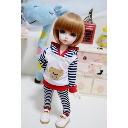 [wamami] Black&White Stripes Cubs 2pc Casua Hoodies/Pants 1/6 SD DZ DOD BJD Dollfie