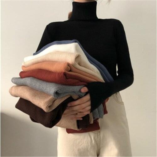 Turtleneck Women Pullover Sweater Winter Jumper Knitted Basic Thick Top Fashion Autumn Long Sleeve Korean Ladies Clothes 2021