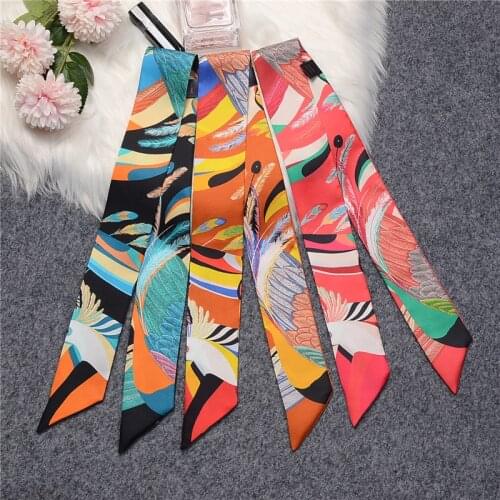 Brand 100% Real Silk Scarf Women 2021 Design Feather Summer Natural Mulberry Silk Scarf Foulard Hair & Bag Scarves Neckerchief