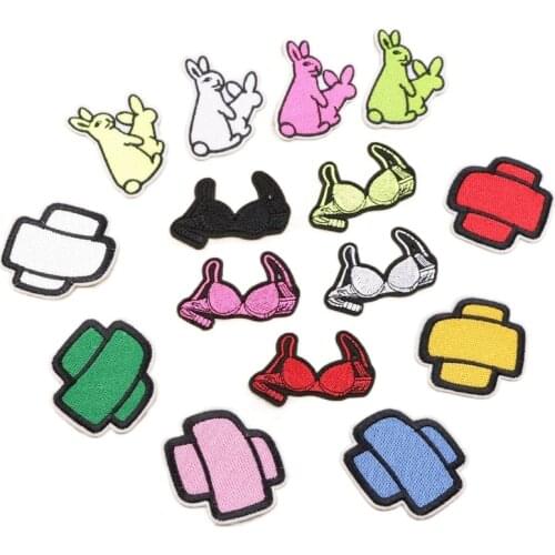 100pcs/lot Embroidery Patch Band-aid Rabbit Kangaroo Bra Underwear Fun Clothing Decoration Sewing Accessories Craft Diy Applique