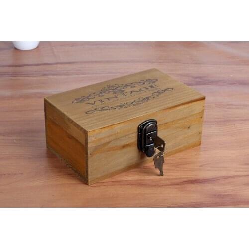 2pcs/lot 22*13*9cm Wooden Cofre Key Safe Money Box Money Storage Box with Locker Girl Gift