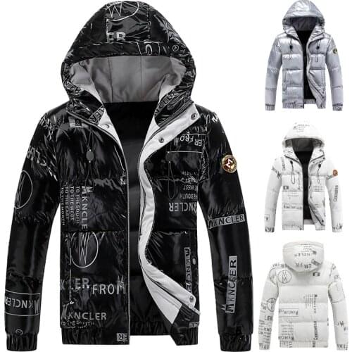 2021 Trendy Winter Warm Mens Sports Outerwear Hooded Printing Cotton Padded Fitted Male Hoodies Solid Thicken Jacket Coats M-4XL