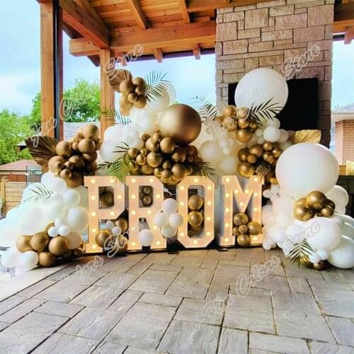 203pcs White Wedding Birthday Party Decro Backdrop Baby Shower DIY Golden Holiday Celebration Decoration Ballon Garland Arch Kit