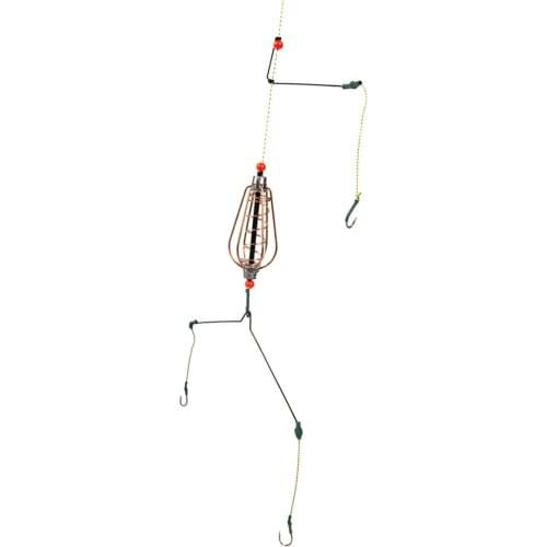 2xFishing Feeder Basket Holder Fishing Bait Cage with Line Hooks 25g