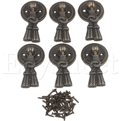 6 x Vintage Double Hole Jewelry Box Pull Handle Hardware Bronze