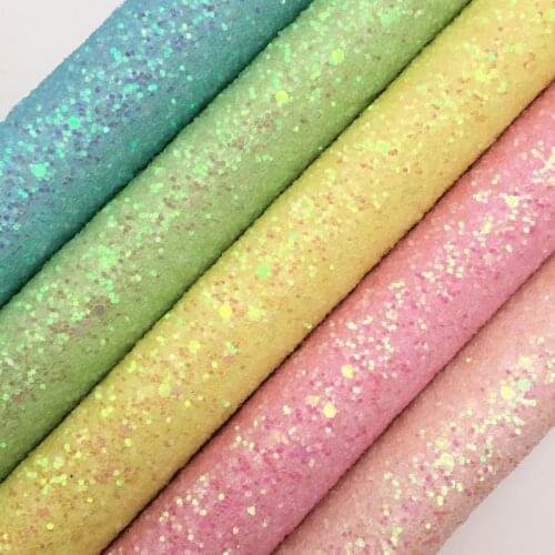 Amonglitter Wholesales Dropshipping Leather Supplier Pastel Colors Glitter Leather Faux Fabric Vinyl Twill Backing 21X29CM MB161