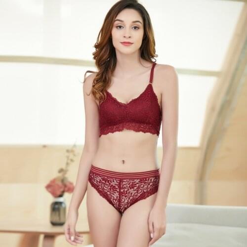 Bra Set Sports Fitness Lace Gathered Camisole Bottoming Underwear Set Solid Color JacWuard Bra Lace Briefs