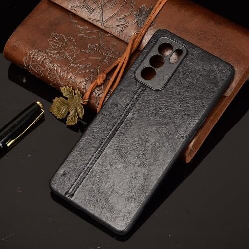 Case For Reno 6 PU Leather Texture PU Leather Back Hard Plastic Cover For OPPO Reno6 Pro Plus