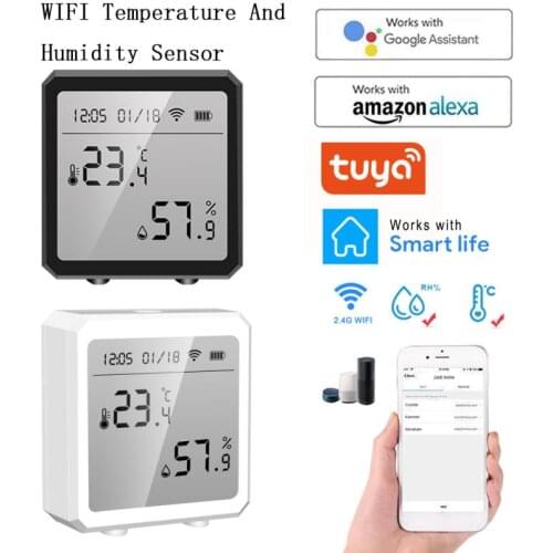 Tuya WIFI Temperature And Humidity Sensor Indoor Hygrometer Thermometer With LCD Display Support Alexa Google Assistant