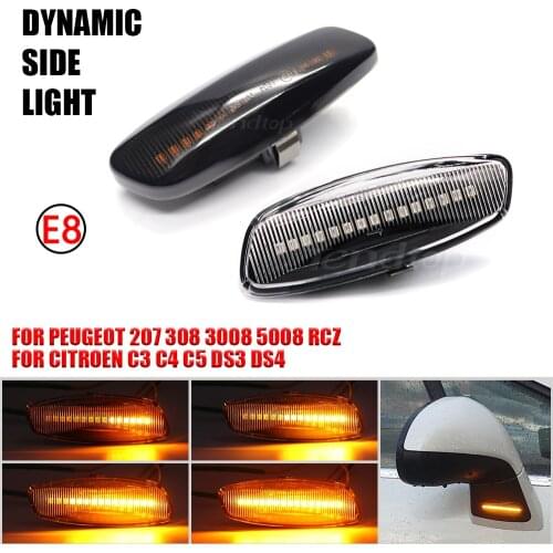 For Citroen C4 Picasso C3 C5 DS4 Peugeot 308 207 3008 5008 LED Dynamic Turn Signal Light Side Marker Lamp Blinker Car Amber