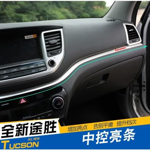 For Hyundai Tucson 2015 2016 2017 2018 High-quality stainless steel carbon fiber interior trim sequins, dashboard trim