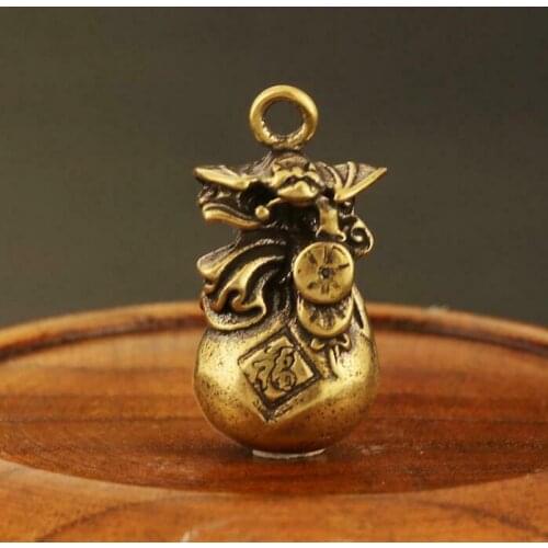 Chinese Collection Asian Antiques Bat Fortune bag Exquisite Key buckle Pendant
