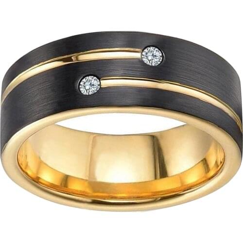 Cool 8mm Width Diamond-encrusted & Polished Edge Rings for Womens