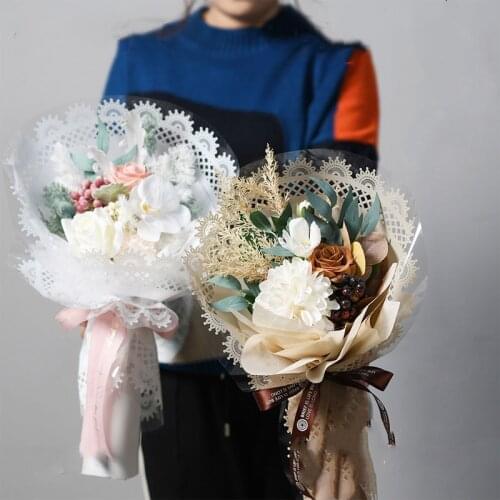 53x53cm Lace wrapping paper rose flower bouquet wrapping paper lace opp plastic paper floral material for florists