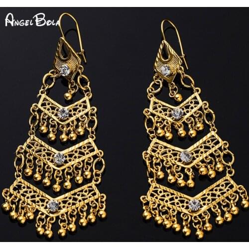 Fashion New Bohemian Gold Tassel Hanging Womens Earrings Muslim Islamic Luxury Womens Jewelry Wedding Party Holiday Gifts