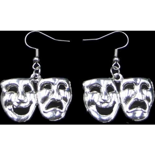 Fashion Handmade Simple Design 31*23mm Comedy Tragedy Masks Drop Earrings For Women Gift Fashion Jewelry Cute Small Object