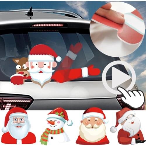 Santa Claus Car Rear Window Wiper Sticker Christmas Car Styling Funny Waving Arm Rear Windshield Decals Auto Decoration Stickers