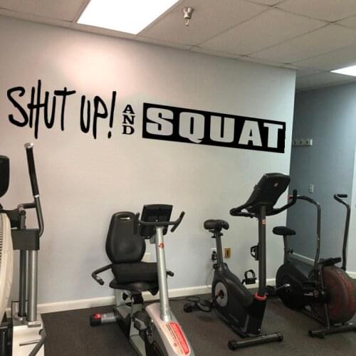 Shut Up And Squat Quote Wall Sticker Gym Workout Shut Up And Squat bootcamp functional training Exercise Quote Wall Decal