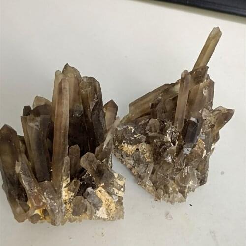1pc Natural tea crystal cluster mineral smoked Quartz Healing round vein teaching stone home decoration